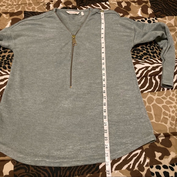 SOFT SURROUNDINGS Green half zip  sweater gold hardware - Picture 6 of 8